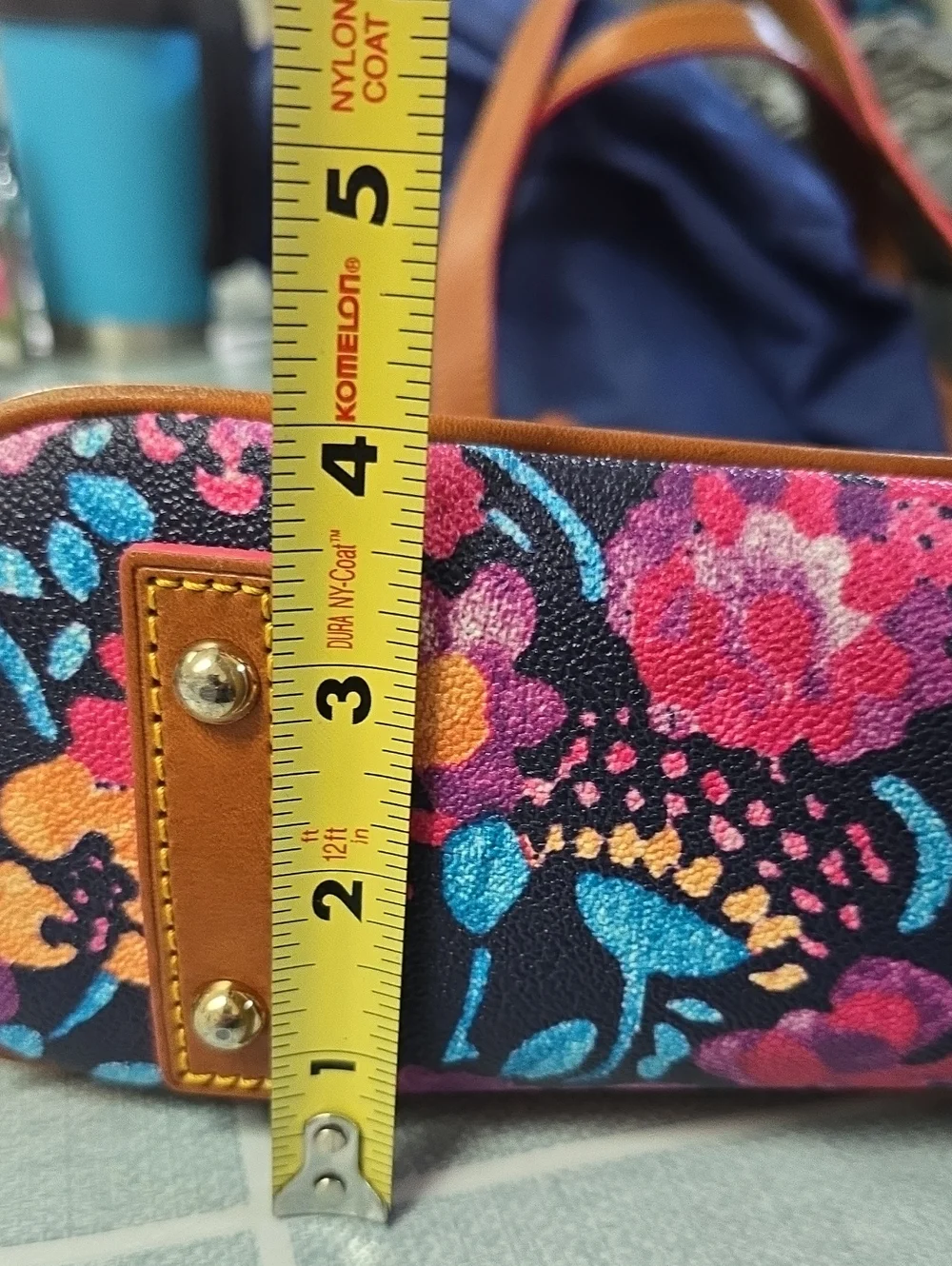Dooney & Bourke Navy Floral Tote with Pink, Blue & Purple